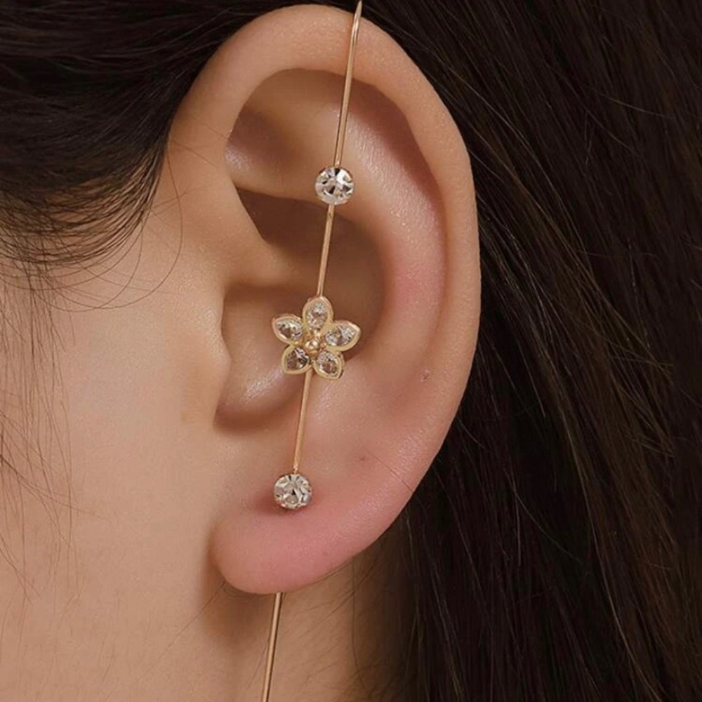 Ear crawler hook earring gold tone
